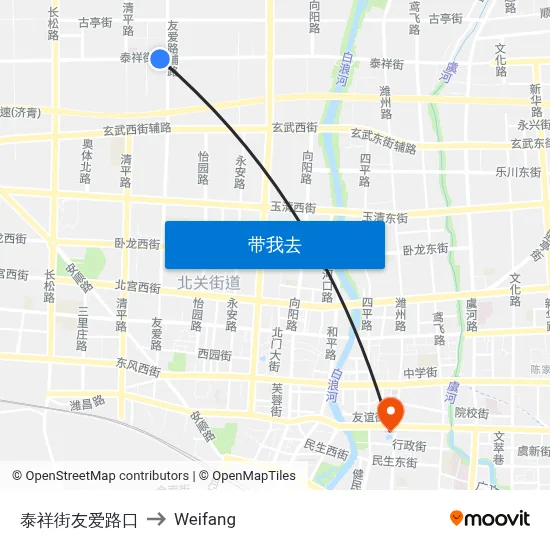 泰祥街友爱路口 to Weifang map