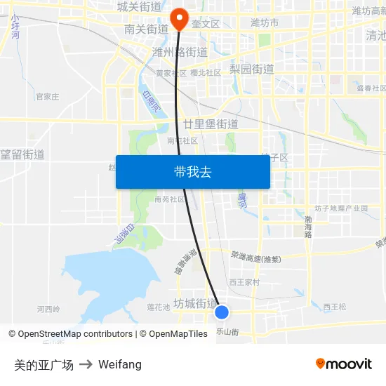美的亚广场 to Weifang map