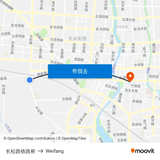 长松路铁路桥 to Weifang map