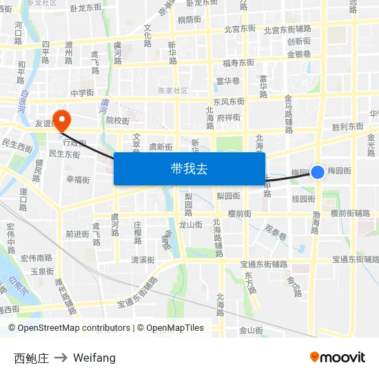 西鲍庄 to Weifang map