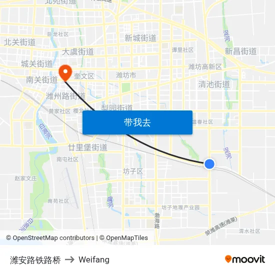 潍安路铁路桥 to Weifang map