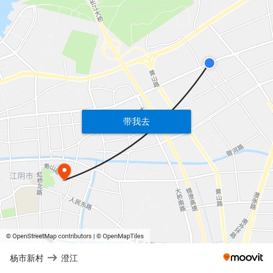 杨市新村 to 澄江 map