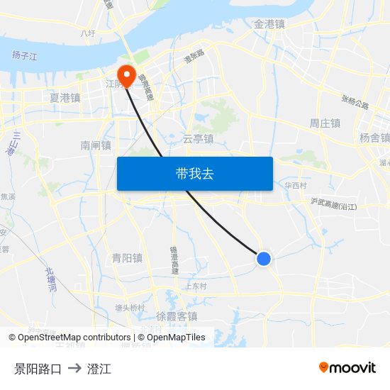 景阳路口 to 澄江 map