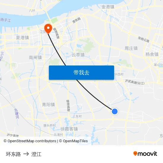 环东路 to 澄江 map