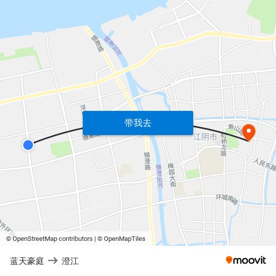 蓝天豪庭 to 澄江 map