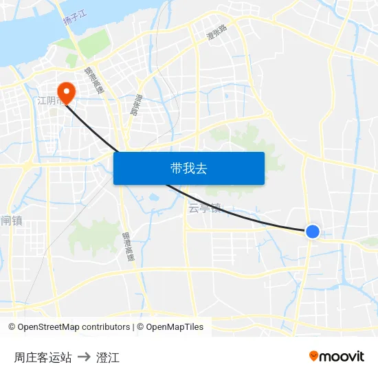 周庄客运站 to 澄江 map