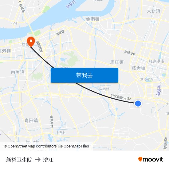 新桥卫生院 to 澄江 map
