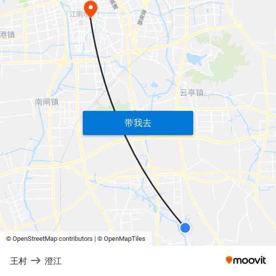 王村 to 澄江 map