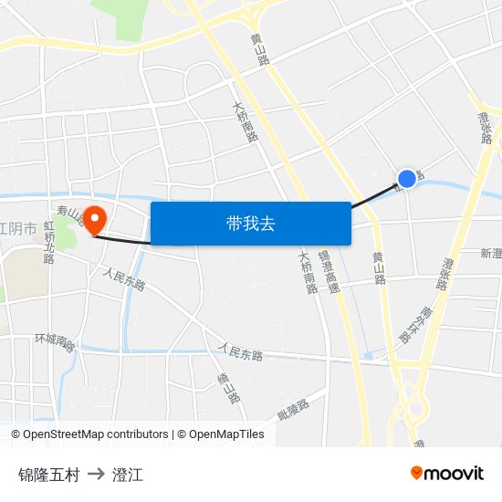 锦隆五村 to 澄江 map