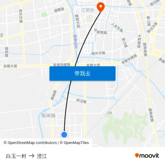 白玉一村 to 澄江 map