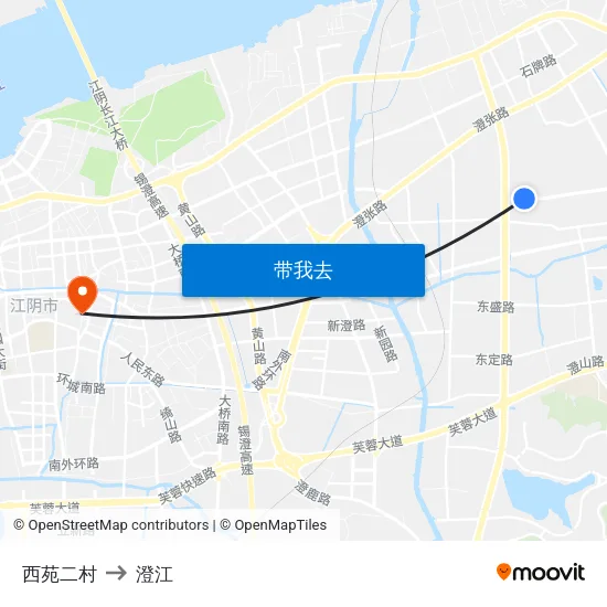 西苑二村 to 澄江 map