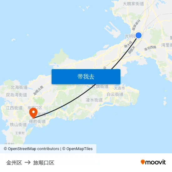 金州区 to 旅顺口区 map