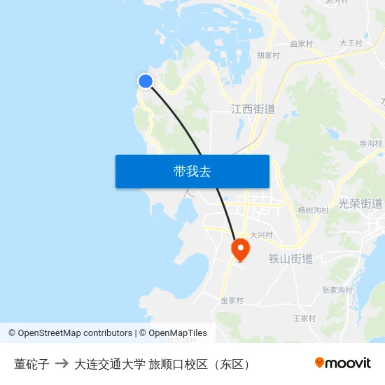 董砣子 to 大连交通大学 旅顺口校区（东区） map