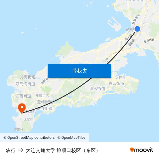 农行 to 大连交通大学 旅顺口校区（东区） map
