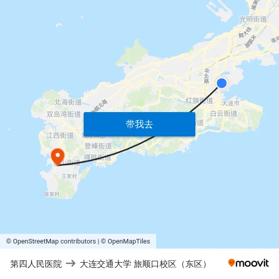 第四人民医院 to 大连交通大学 旅顺口校区（东区） map