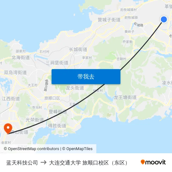 蓝天科技公司 to 大连交通大学 旅顺口校区（东区） map