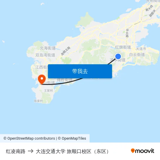 红凌南路 to 大连交通大学 旅顺口校区（东区） map