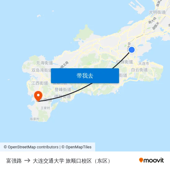 富强路 to 大连交通大学 旅顺口校区（东区） map