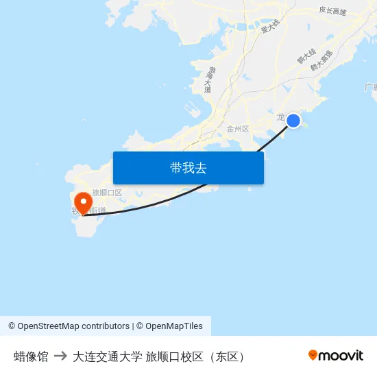 蜡像馆 to 大连交通大学 旅顺口校区（东区） map