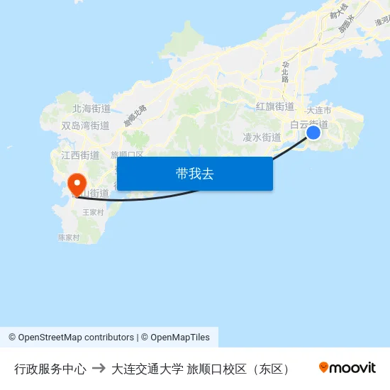 行政服务中心 to 大连交通大学 旅顺口校区（东区） map