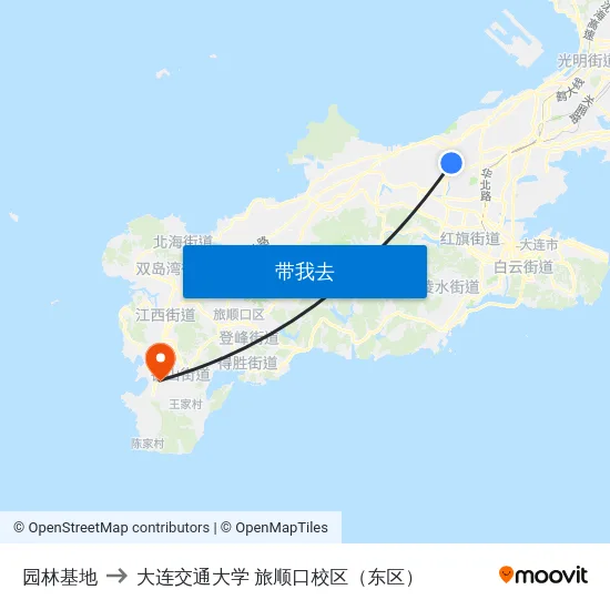 园林基地 to 大连交通大学 旅顺口校区（东区） map