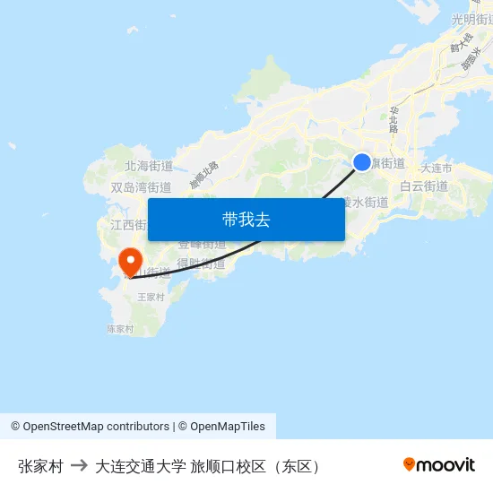 张家村 to 大连交通大学 旅顺口校区（东区） map