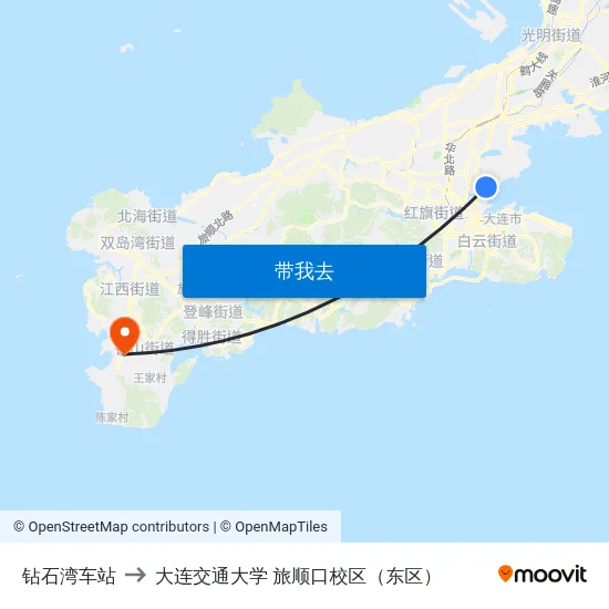 钻石湾车站 to 大连交通大学 旅顺口校区（东区） map