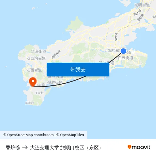 香炉礁 to 大连交通大学 旅顺口校区（东区） map