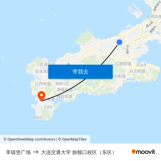 革镇堡广场 to 大连交通大学 旅顺口校区（东区） map