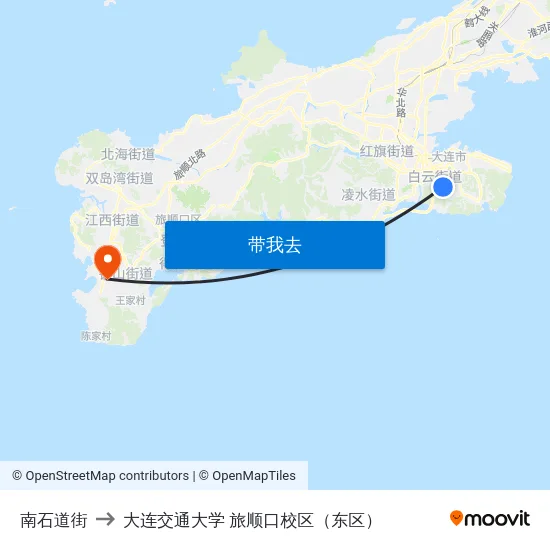 南石道街 to 大连交通大学 旅顺口校区（东区） map