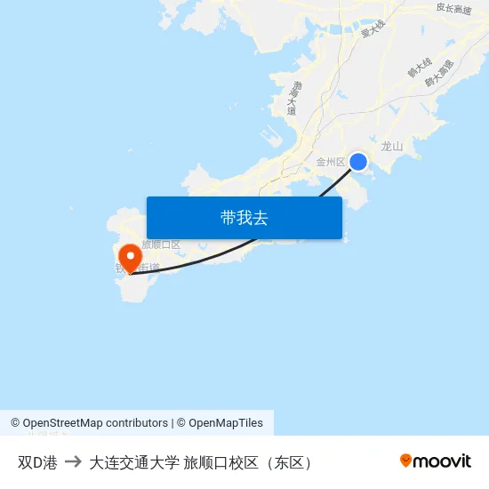 双D港 to 大连交通大学 旅顺口校区（东区） map