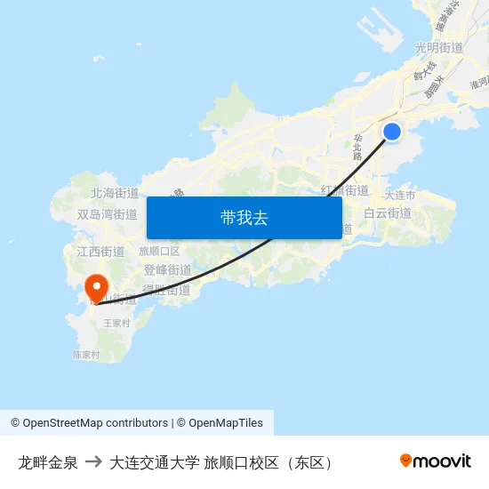 龙畔金泉 to 大连交通大学 旅顺口校区（东区） map