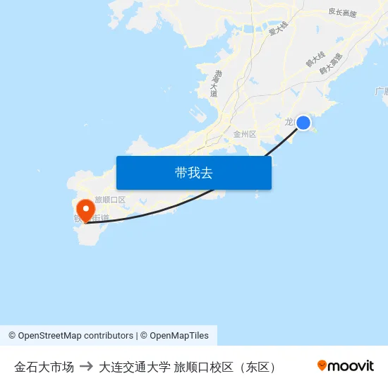 金石大市场 to 大连交通大学 旅顺口校区（东区） map