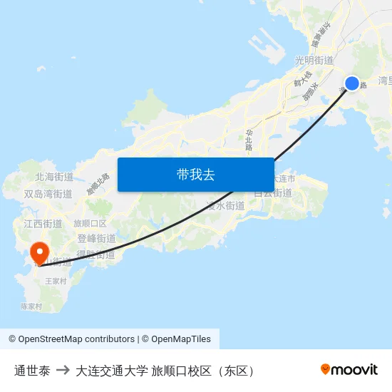 通世泰 to 大连交通大学 旅顺口校区（东区） map