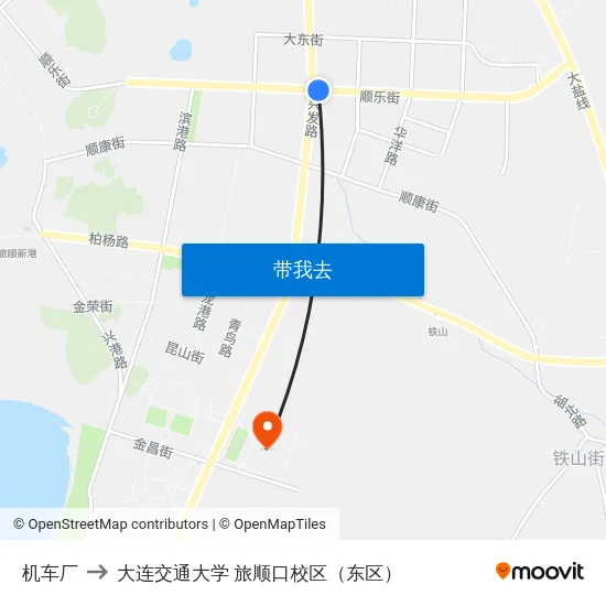 机车厂 to 大连交通大学 旅顺口校区（东区） map