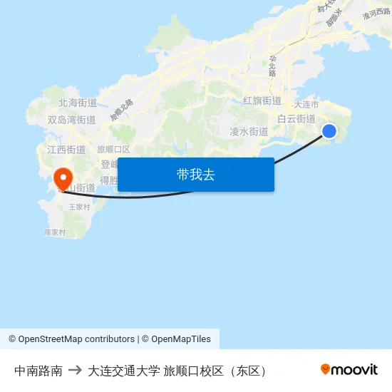 中南路南 to 大连交通大学 旅顺口校区（东区） map
