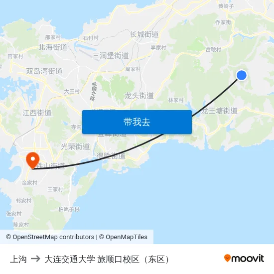 上沟 to 大连交通大学 旅顺口校区（东区） map