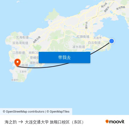 海之韵 to 大连交通大学 旅顺口校区（东区） map