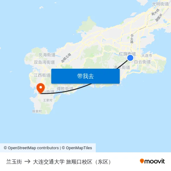 兰玉街 to 大连交通大学 旅顺口校区（东区） map