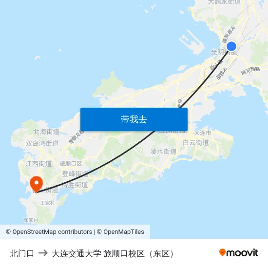 北门口 to 大连交通大学 旅顺口校区（东区） map