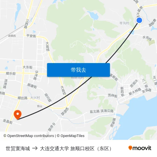 世贸寰海城 to 大连交通大学 旅顺口校区（东区） map