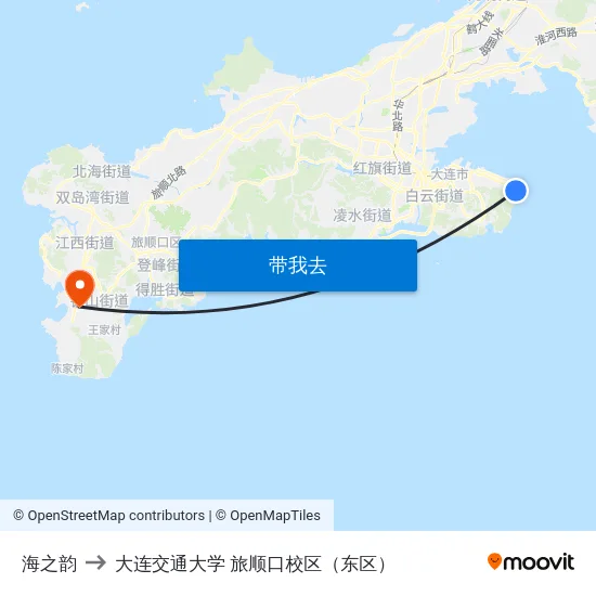 海之韵 to 大连交通大学 旅顺口校区（东区） map