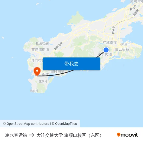 凌水客运站 to 大连交通大学 旅顺口校区（东区） map