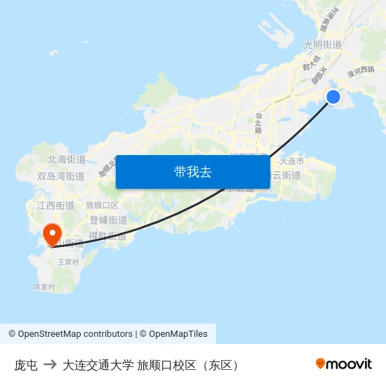 庞屯 to 大连交通大学 旅顺口校区（东区） map