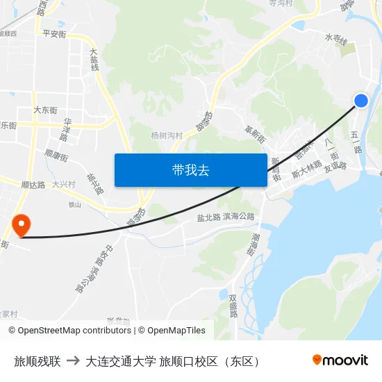 旅顺残联 to 大连交通大学 旅顺口校区（东区） map