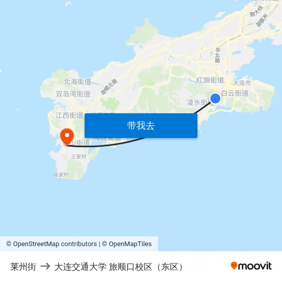 莱州街 to 大连交通大学 旅顺口校区（东区） map