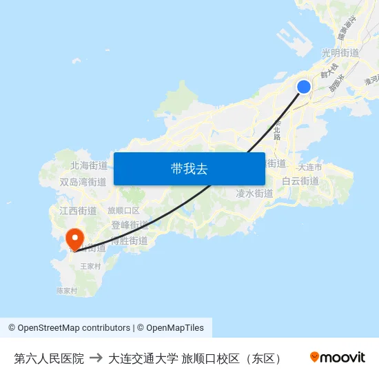 第六人民医院 to 大连交通大学 旅顺口校区（东区） map
