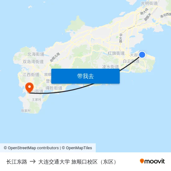 长江东路 to 大连交通大学 旅顺口校区（东区） map