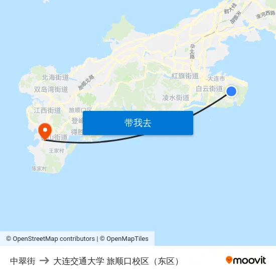 中翠街 to 大连交通大学 旅顺口校区（东区） map