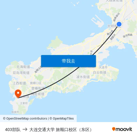 403部队 to 大连交通大学 旅顺口校区（东区） map